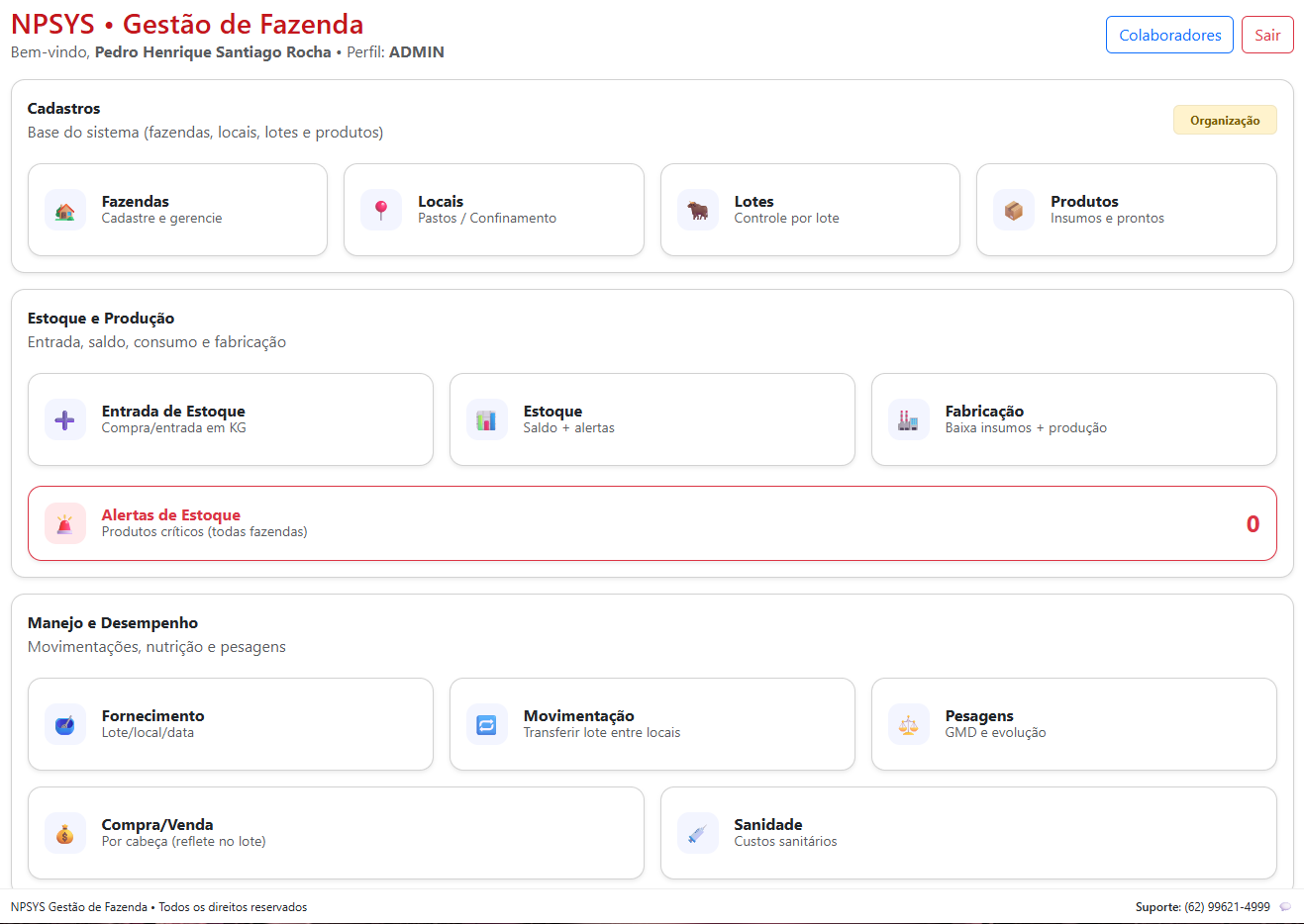 Dashboard Fazenda